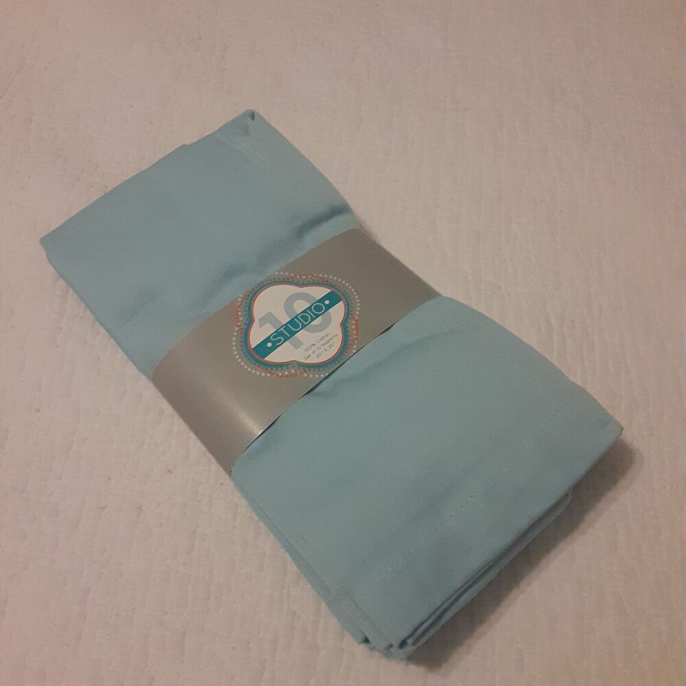 Studio 10 100% Cotton Napkins X12 Sky Blue Hemstitched Versatile 20x20